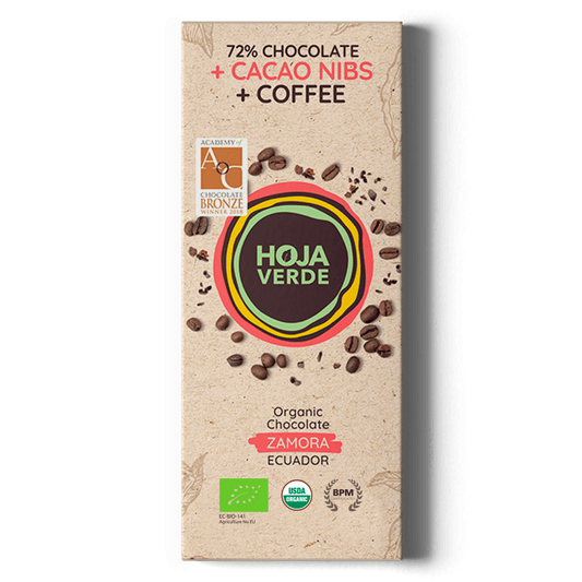 Barra de Chocolate Saborizado 58% Nibs + Coffee