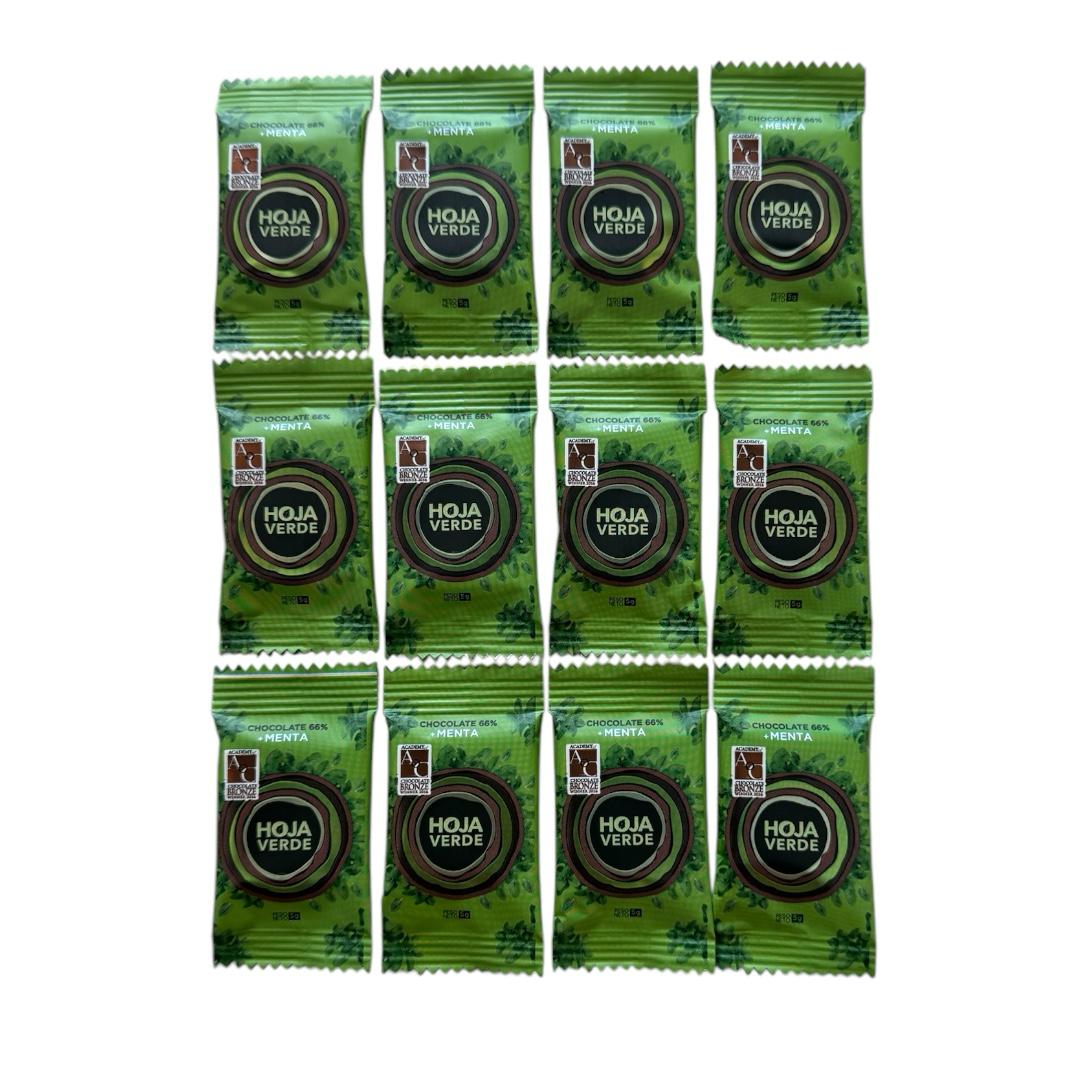 Mini barras 5gr Menta 66% HOJA VERDE 12 unidades