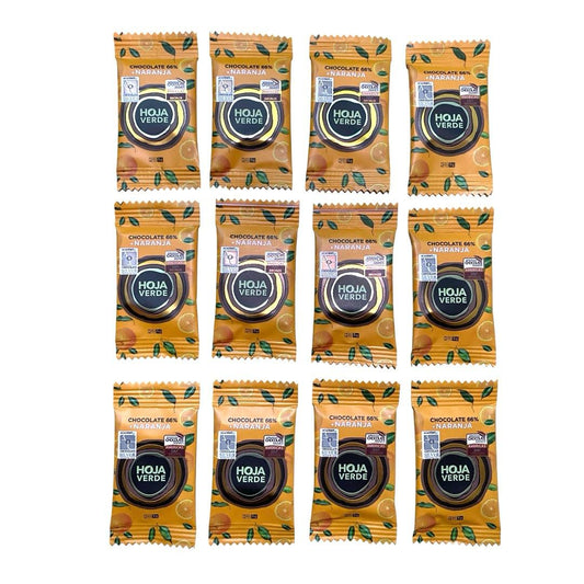 Mini barras 5gr Naranja 66% HOJA VERDE 12 unidades