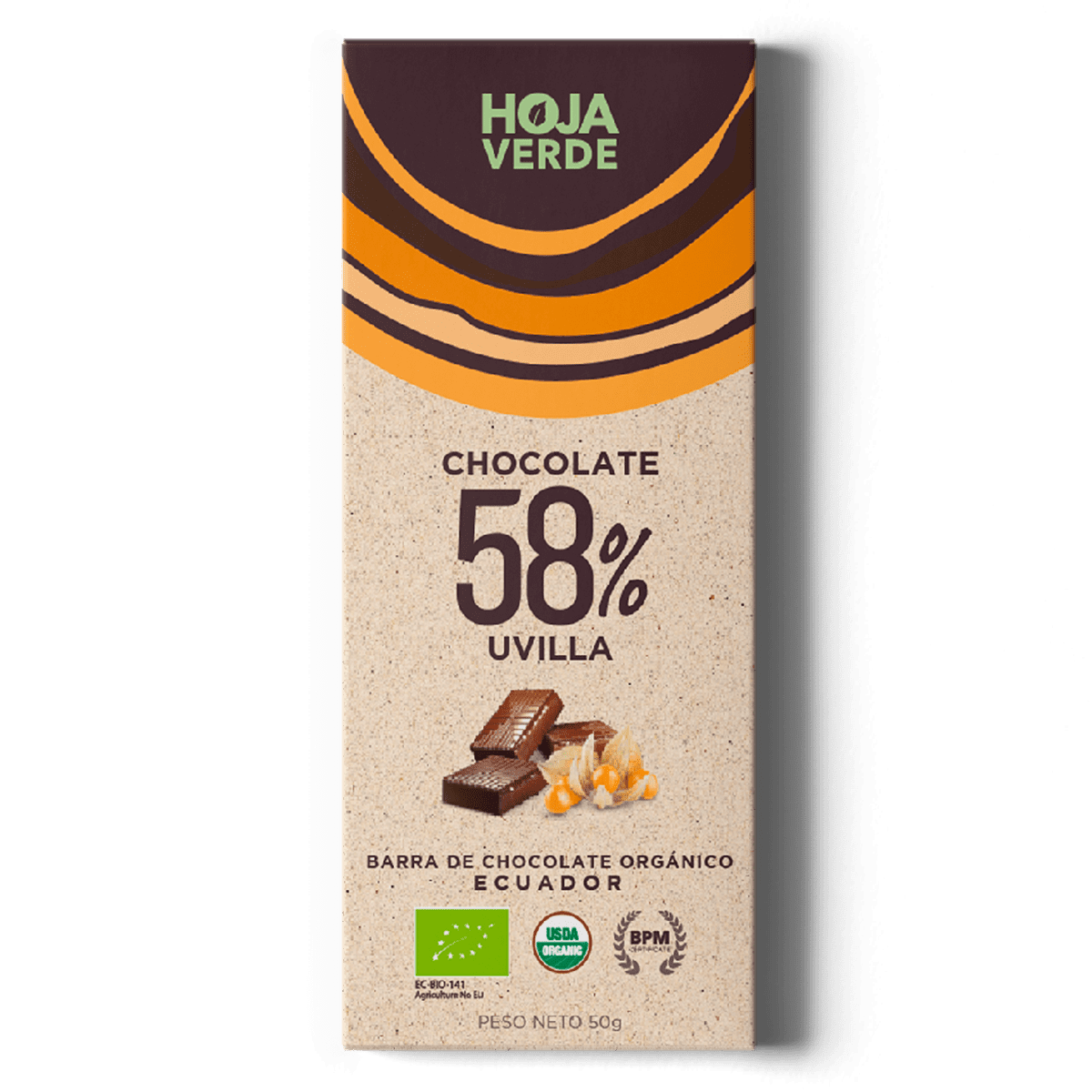 Barra de Chocolate Saborizado 58% Uvilla