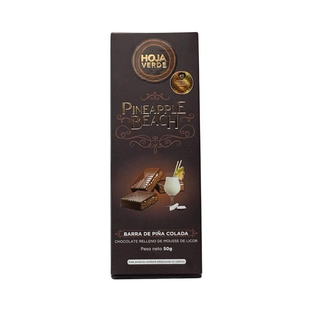 Barra de Chocolate Rellena sabor PIÑA COLADA "PINEAPPLE BEACH" 50g