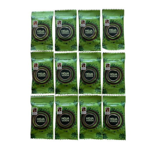 Mini barras 5gr Menta 66% HOJA VERDE 12 unidades